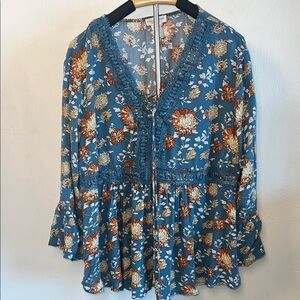 Chic Soul Peasant Floral Blouse